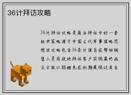 36计拜访攻略